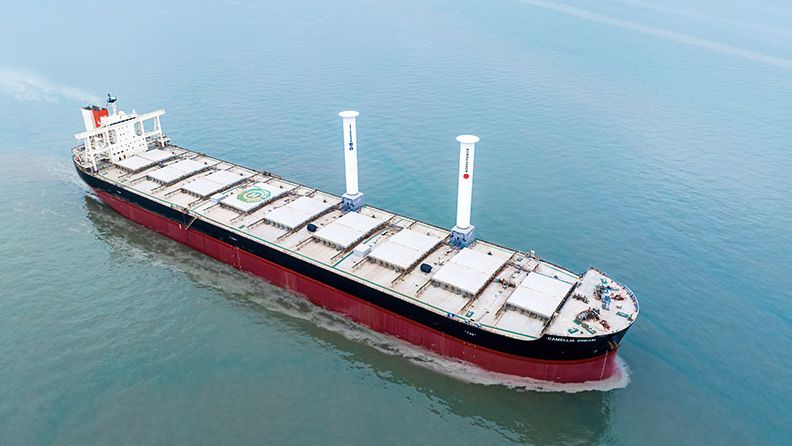 World's first installation of rotor sails on a capesize bulk carrier